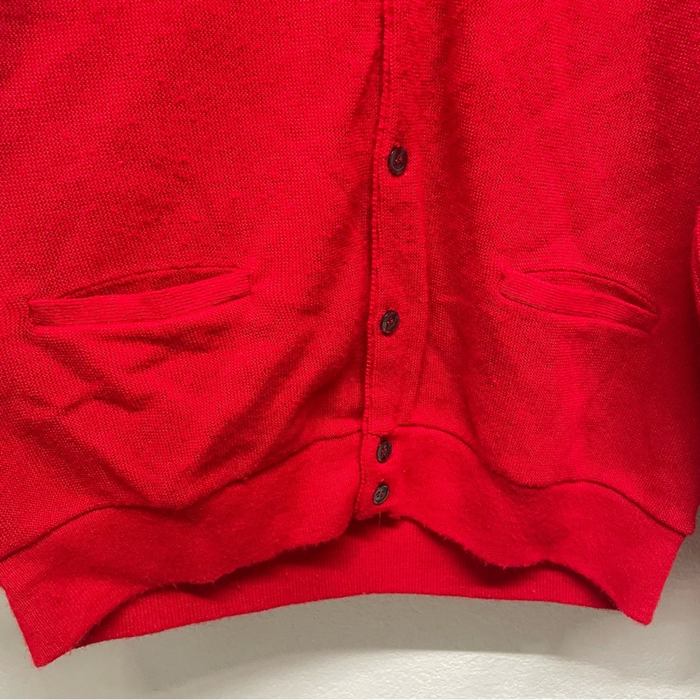 Vintage 1980s Arnie Red Cardigan Sweater // XL - Picture 3 of 5